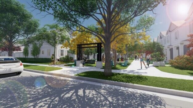 EverBe's design includes a network of cleverly themed linear green spaces that weave between homes to create a park-like front yard setting throughout EverBe.