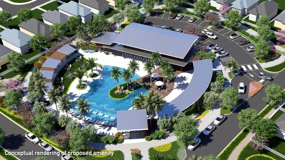 everbe-orlando-phase-1-amenity-center aerial conceptual rendering of Phase 1 amenity center at EverBe - new homes for sale in Orlando Florida